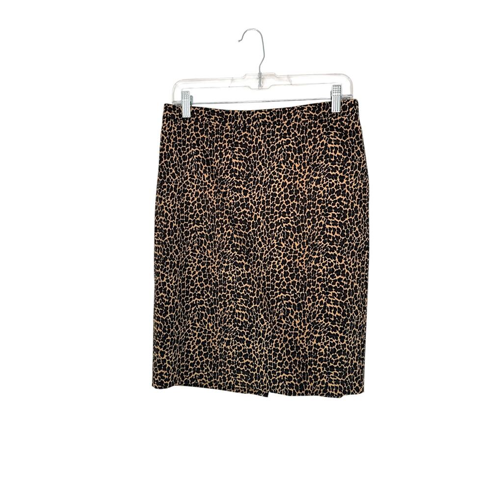J.Crew Animal Print Brown Office Work Corporate Business Pencil Skirt Size 4‎